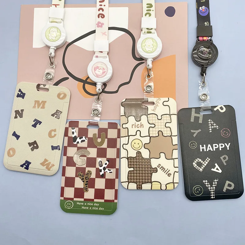

Ins Personality Alphabet Puzzle Lanyard Card Holder Holder Student Credential For Pass Card Credit Card Straps Key Ring Gift