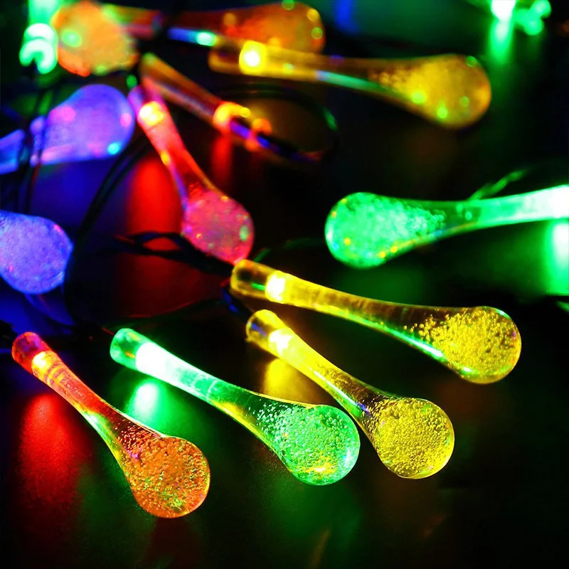 

LED Water Drop Crystal Lamp String Fairy Lights Outdoor Decorative Lamp Flashing String Lamp Christmas Wedding Party Decoration