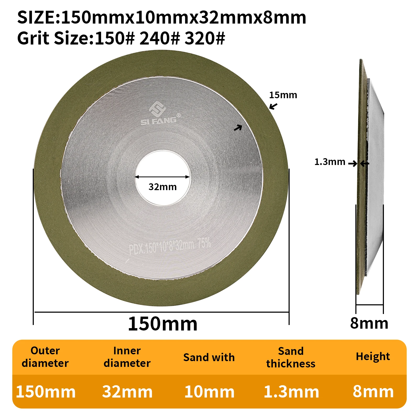 3/4/5/6 Zoll Diamant-Schleifscheibe, kreisförmige Harz-Schleifscheibe für Hartmetall, Metall, Wolframstahl, Fräser, Schleifwerkzeuge – Detail 5