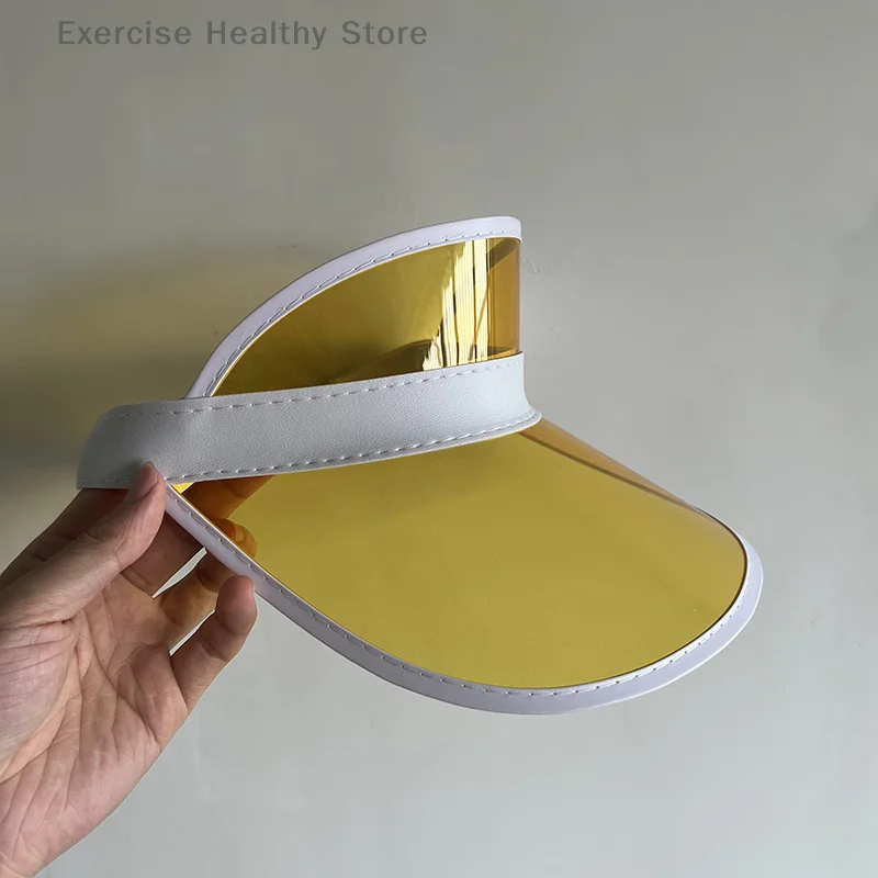 Summer Sun Hat Transparent Visor Clear Plastic PVC Anti-UV Sunscreen Cap Sunshade Hat Outdoor Fashion Baseball Hats Beach