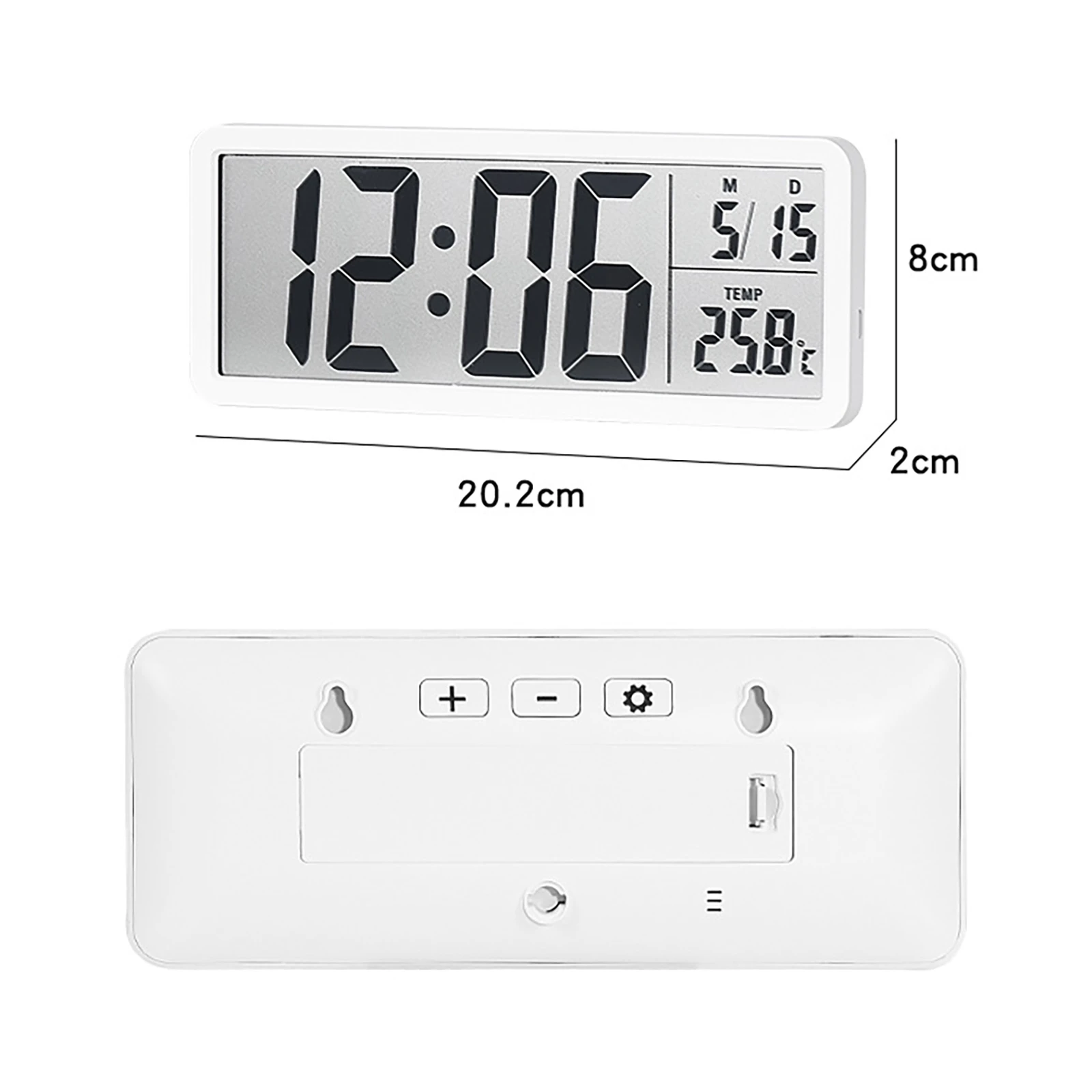 Digital Wall Clock Electronic Wall Mounted LCD Disply Clocks Multifunctional Temperature and Time Week Display Battery Powered - 5