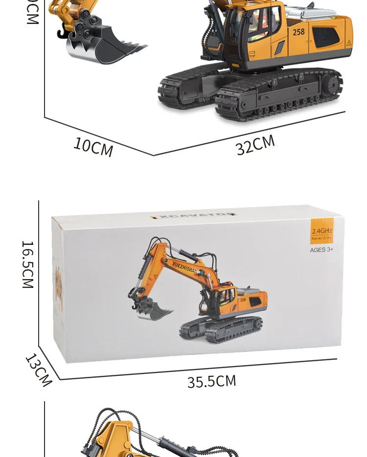 1: 20 Large Alloy Remote Control Excavator 11 Channel Crawler Excavator Children Boy Competition Engineering Vehicle Model Toy remote control cars & trucks