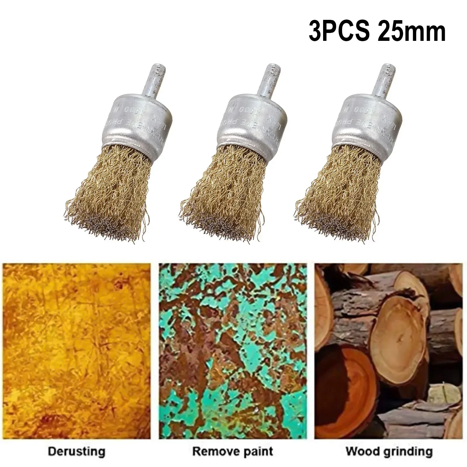 Useful Hot Sale New Practical Brass Wire Brush End Wire Brushes For Drill Rust Removal Tool 25mm 3pcs 6mm Shank