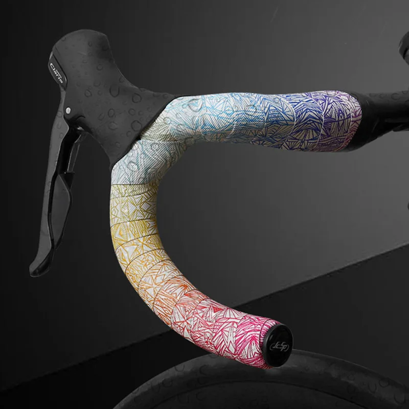 1 paar Anti-Slip Rennrad Lenker Band PU Schock Griff Bar Strap Band Bar End Plugs Fahrrad PU Anti-vibration Wrap Band Barta – Detail 8