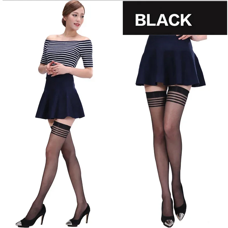 1–4 Paar sexy Strümpfe für den Sommer, über dem Knie, rutschfeste Strümpfe, ultradünne Seidenformung, glänzende Strumpfhosen, Oberschenkelhohe Strümpfe – Detail 4