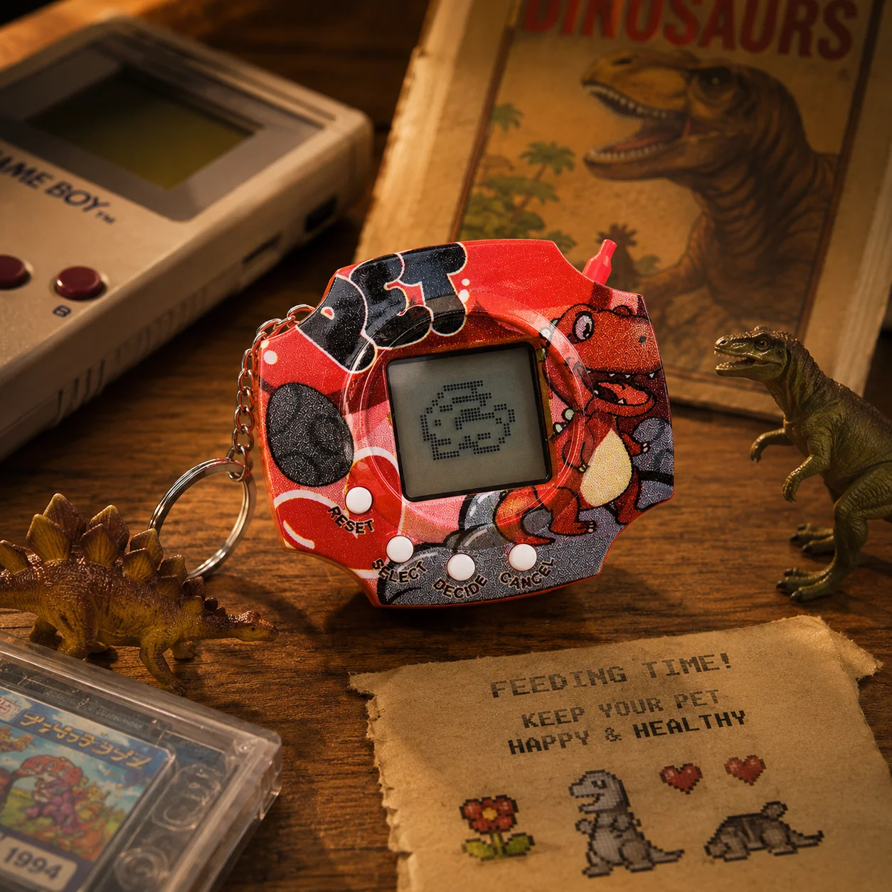 Retro Virtual Dinosaur Pet Keychain Game Console - Fun Pixel Electronic Toy Gift