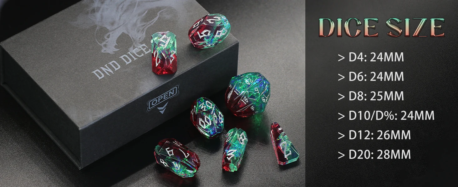 Harz DND Würfel, Dungeons and Dragons Würfelset DND mit Box Polyedrische DND Würfel – Detail 5