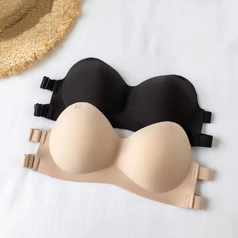 WomenBraConvenientShoulderlessHighElasticityInvisibleBrassierePushUpBacklessInvisible