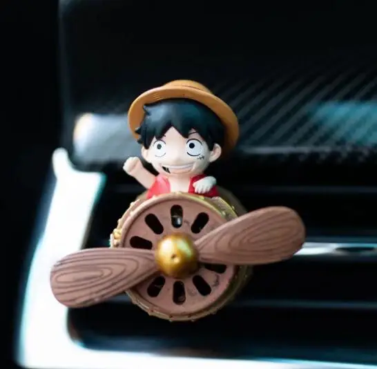 One Piece Car air conditioner outlet Fan Luffy Zoro Nami Chopper Sanji Action Figure Model Toys