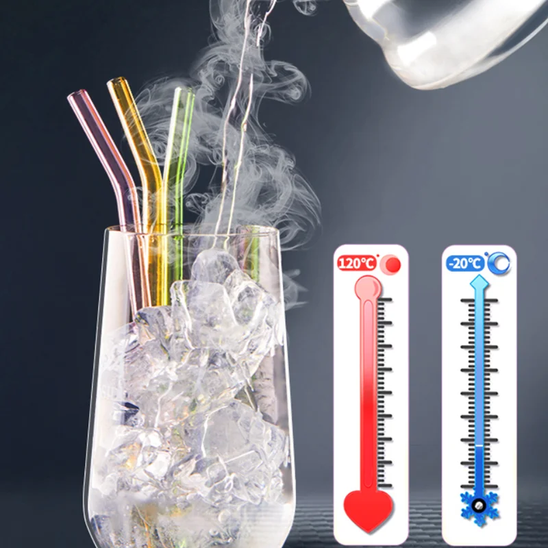 Drinking Straws High Borosilicate Glass Straws Eco Friendly Reusable Drinking Straw For Smoothies Cocktails Bar Accessories Straws with Brushes drinking straws