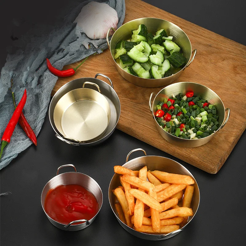 

304 Stainless Steel Sauce Dishes Appetizer Seasoning Serving Tray Spice Plates Cup Container for Restaurant Kitchen Tableware