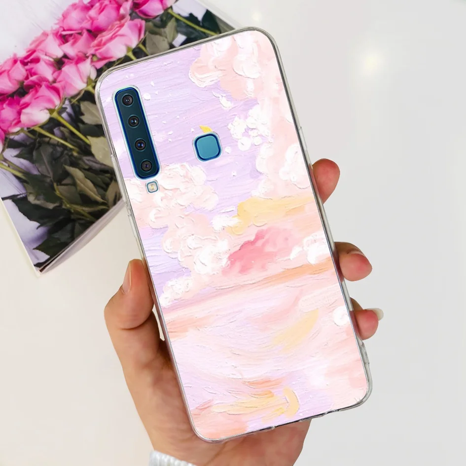 Floral Clear Soft TPU Silicone Phone Case - Elegant Protective Cover for Samsung Galaxy A9 2018