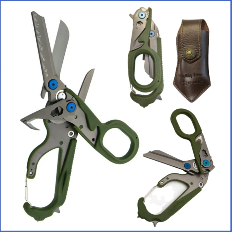 

2023 Multifunctional Folding Scissors Outdoor Survival Tool Small First Aid Scissors Tactical Scissors Metal Cutting