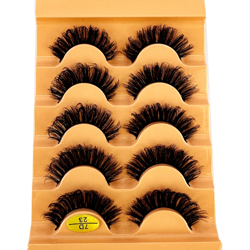 Katzenaugen-Wimpern, 3D, natürliche falsche Wimpern, D-Locken, flauschig, weich, Kreuz, 5 Paar, Manga-Wimpern, Wispy, natürliche Wimpernverlängerung, Make-up – Detail 11