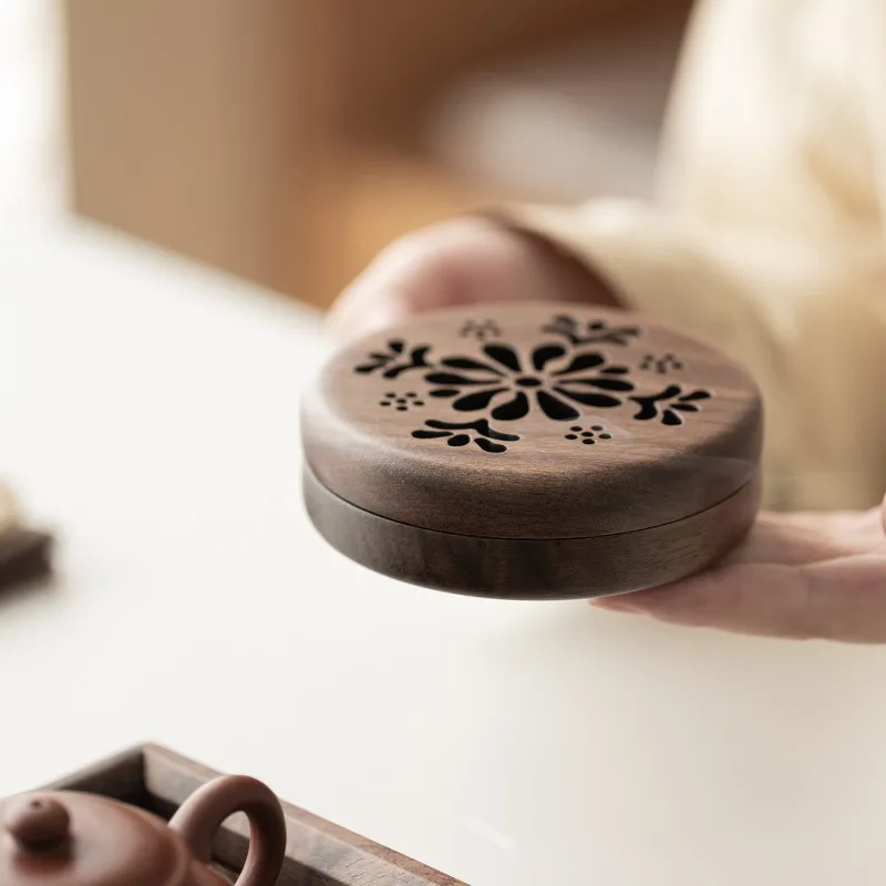 New Chinese-style Wooden Coil Incense Burner Home Indoor Incense Box Tearoom Decorative Relaxing Purifying Aromatherapy Tools