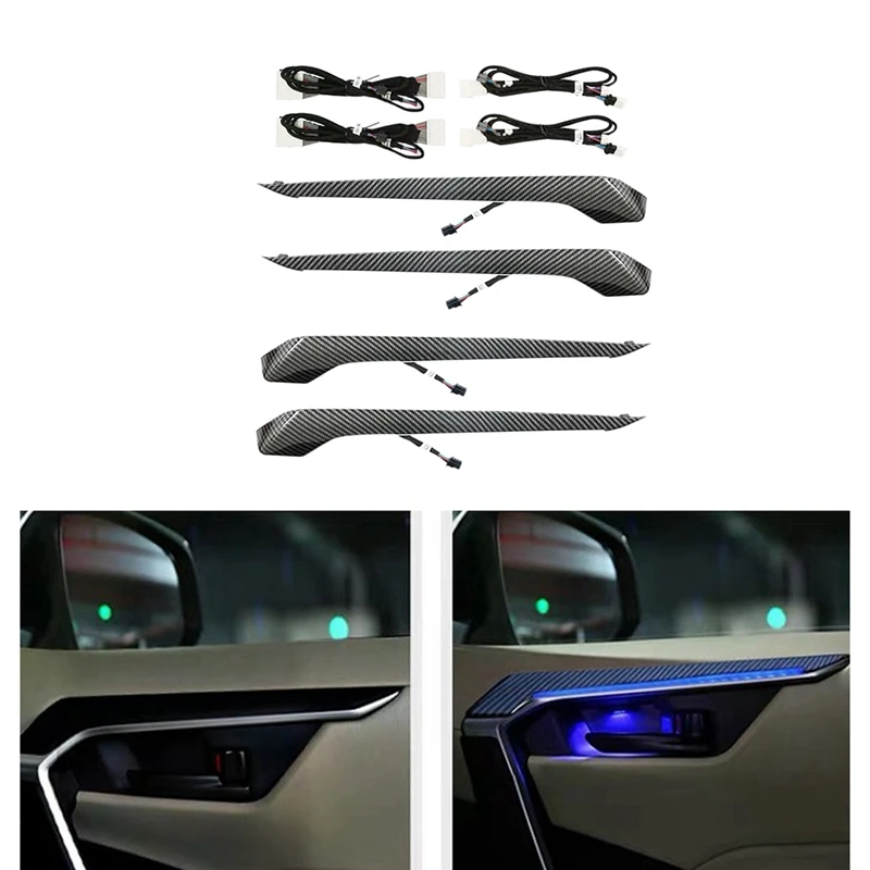 Car Carbon Fiber Door Panel Ambient Light LED Atmosphere Lamp Blue