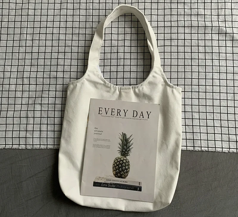 Women's Eco-Friendly Cotton Tote Bag - Cute Cartoon Print Shopper, Spacious Canvas Shoulder Bag for Ladies & Students