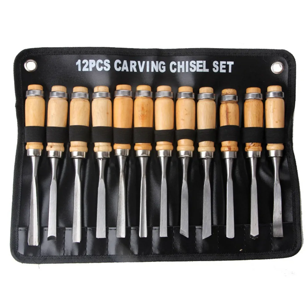 

12pcs Steel Wood Carving Hand Chisel Lathe For Wood Working Carving Projects Lathes Gouges Hand Woodworking Tools
