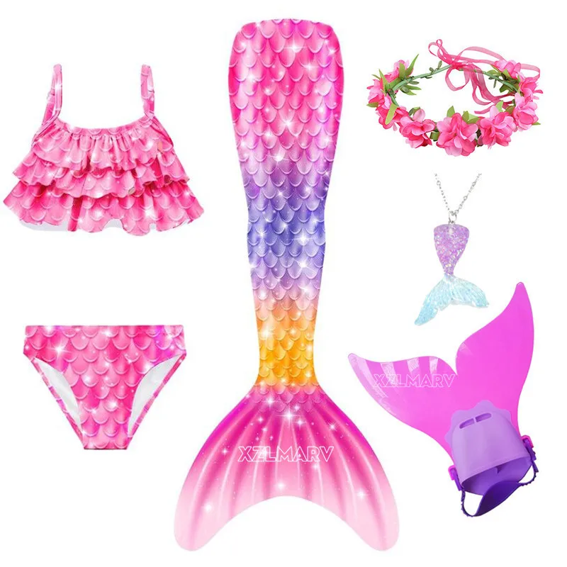 Mermaid Costume Mermaid Tail for Girls Kid Swimsuit Children the Little Mermaid Costume Cosplay Beach Pool Clothes Bathing Suit for Swimming