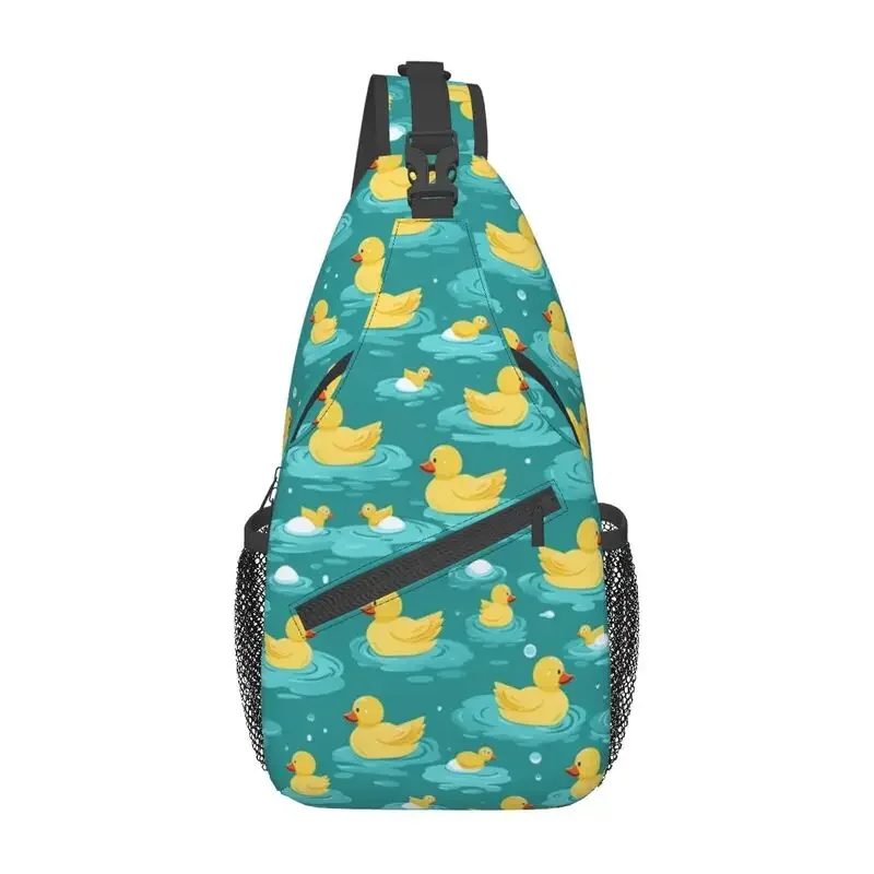 

Cool Rubber Ducks Pattern Sling Crossbody Backpack Men Cartoon Shoulder Chest Bag for Camping Biking