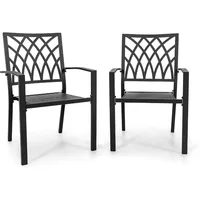 Patio Outdoor Dining Chairs Set of 2, Portable Patio Dining Chairs, Stackable Patio Chairs Metal Chairs for Backyard Lawn Deck 1