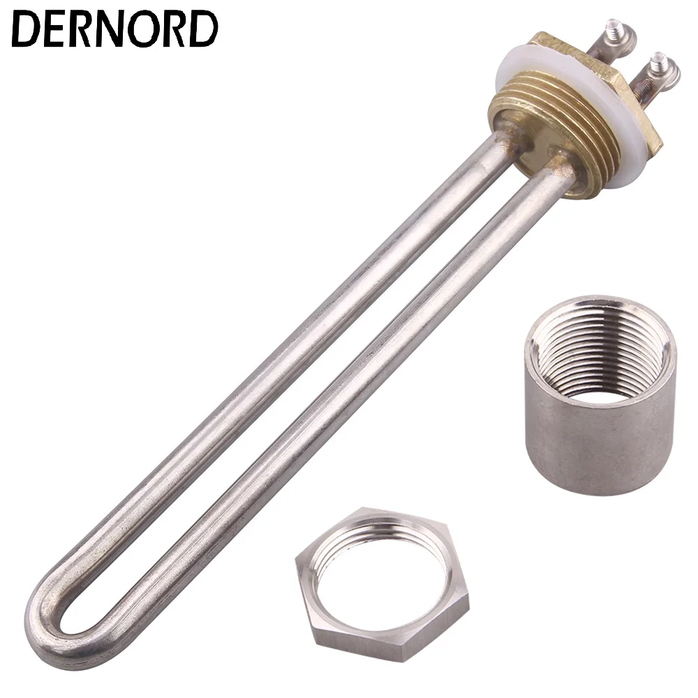 DERNORD Water Heater 220v 750w 1000w 1500w DN25 SUS304 Electrical Heating Element Immersion Tube Water Heater Element water heating rod,electric water heater device,cartridge heaters,water heater fittings