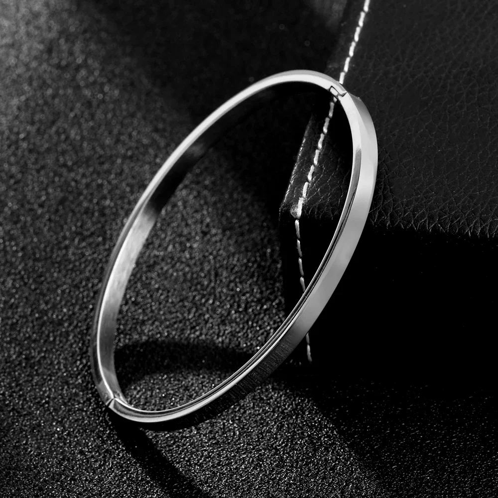 Stainless Steel Bracelet Simple Lovers Woman Men Stainless Steel Bracelets Charm Bangle Feminina Trendy Jewelry Couple Bracelet Gift