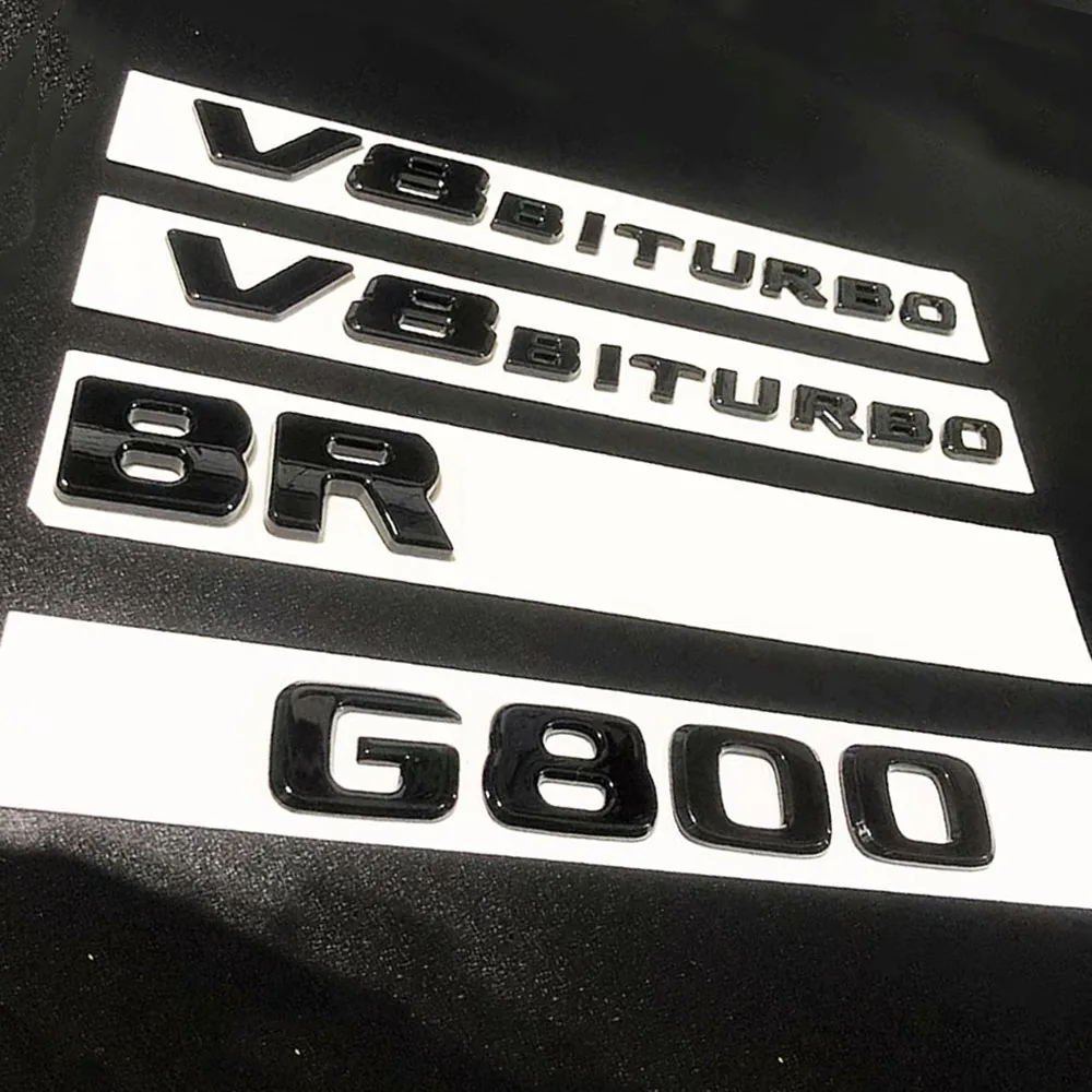 Car Logo Lettering Sticker Chrome Emblem Sticker Black Gloss Auto Decorare Accessori Per Mercedes Benz Brabus G800 V8 Biturbo