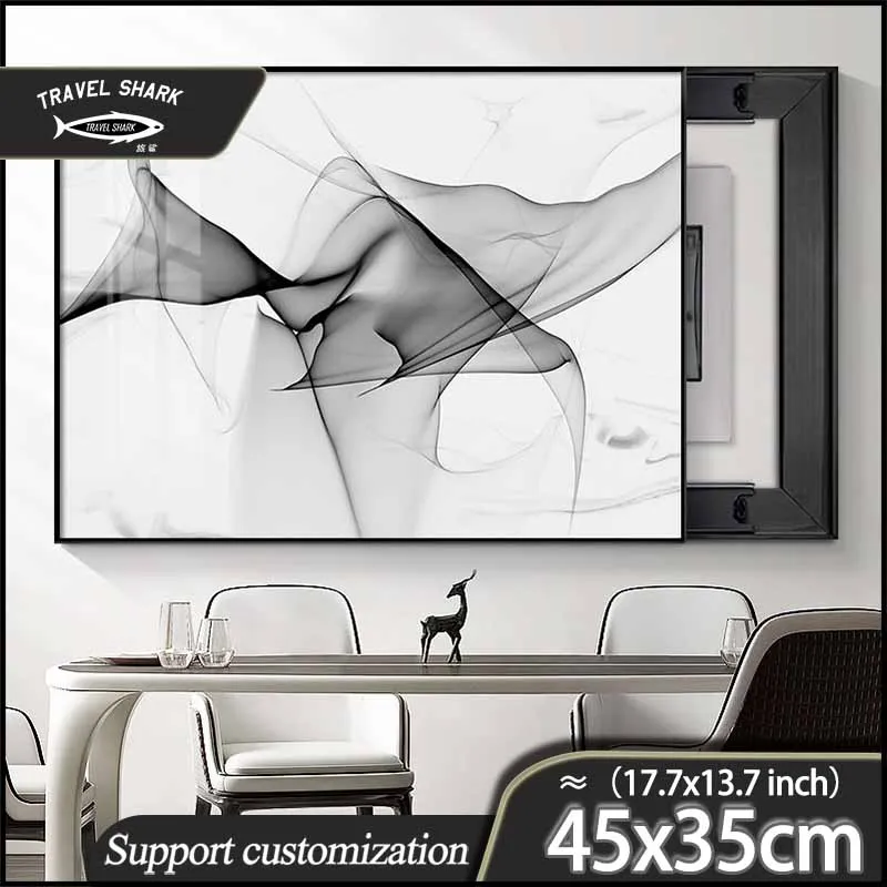 

Travel Shark Home Decorative Painting Electric Panel Cover Accessories Hanging Push-Pull Art Poster With Picture Frame 45x35CM