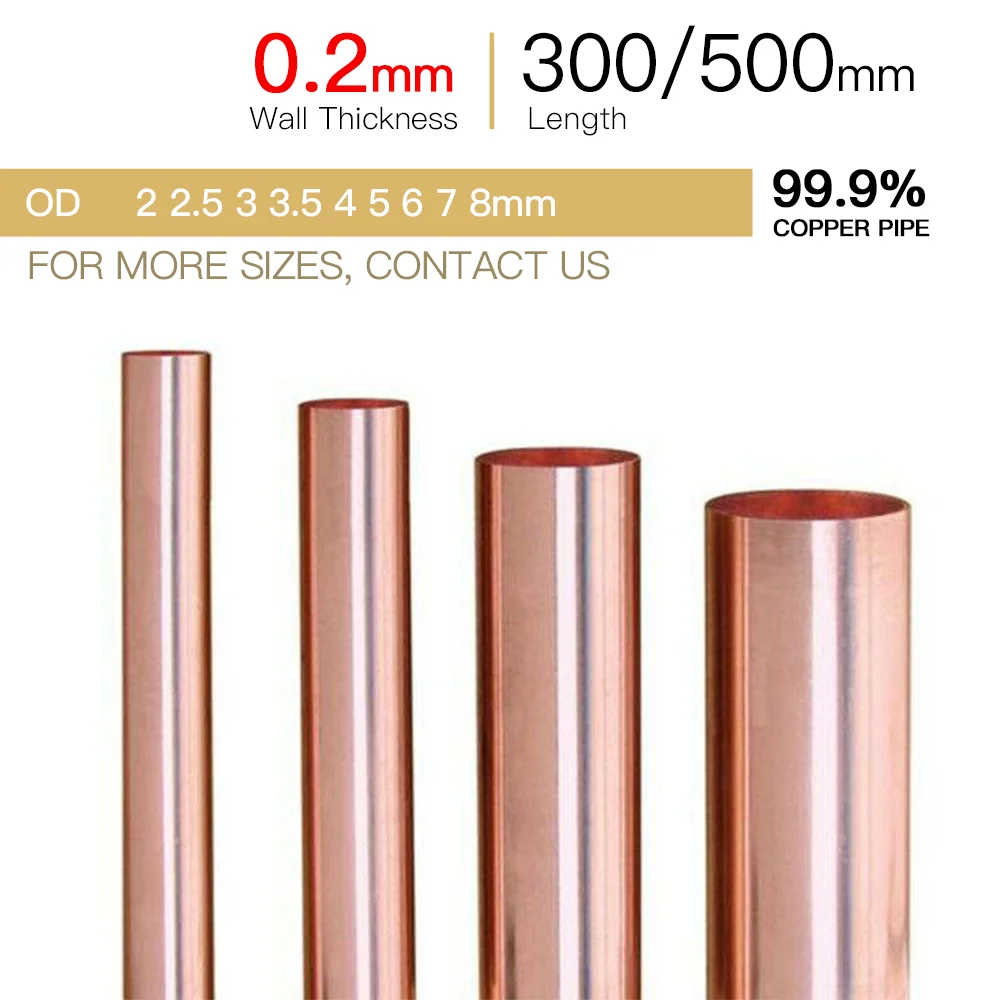 Kupferrohr 0,2mm Wandstärke 2-8mm Außendurchmesser 300-500mm Länge Hohles Gerades Rundrohr Kupferrohrleitung Dünnwandig – Detail 1
