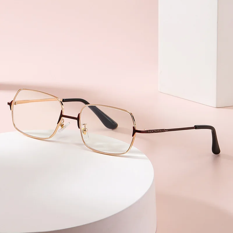 

2023 classic metal frame anti-blue transparent color lock glasses men's square ray frame filter glasses women's computer glasses