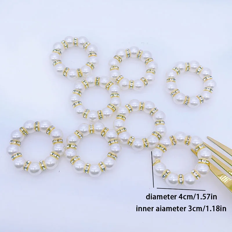 Napkin Ring 10Pcs Golden Napkin Rings Elegant Pearl Elastic Serviette Holder Wedding Party Banquet Adornment