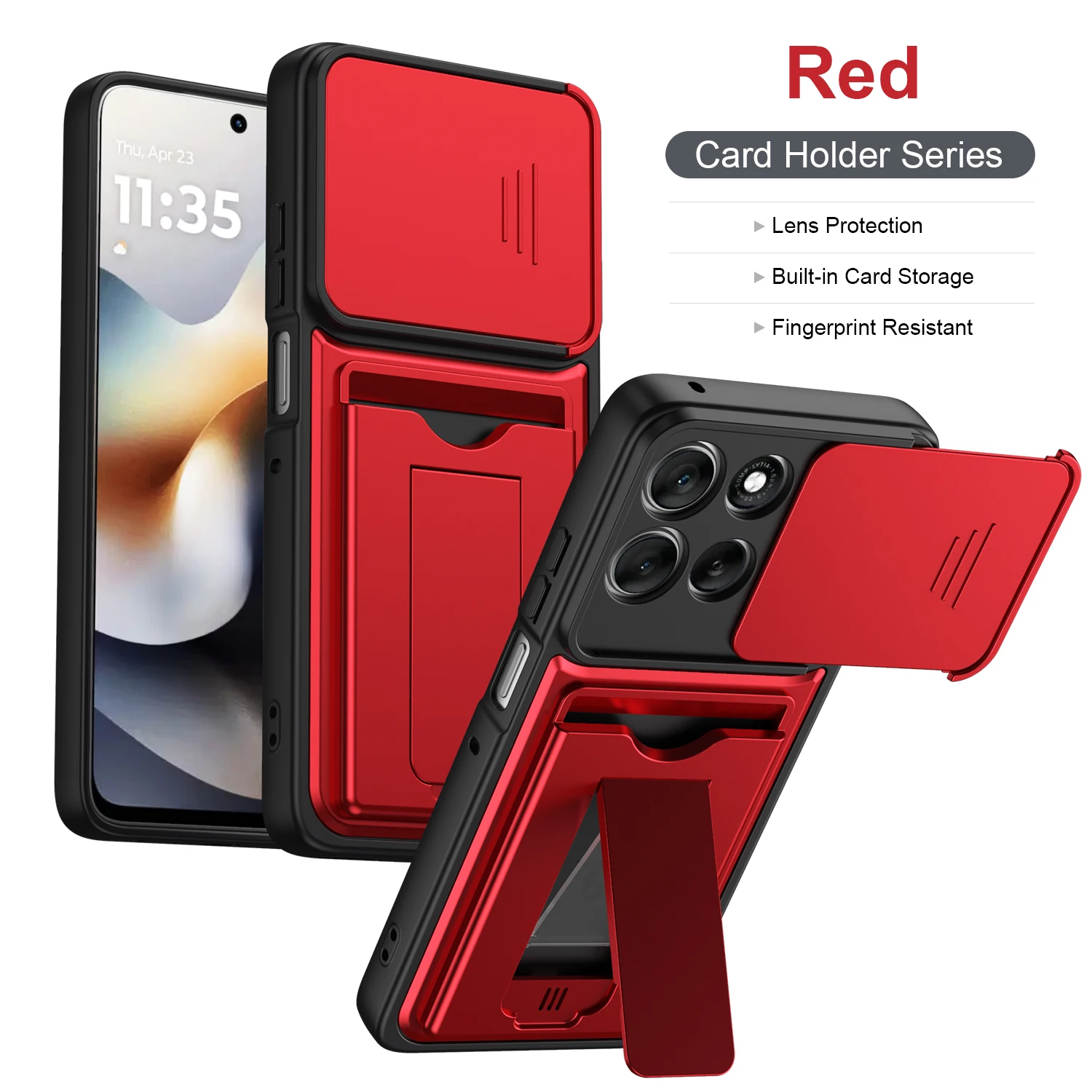Lens Camera Card Holder Wallet Stand Phone Case Cover