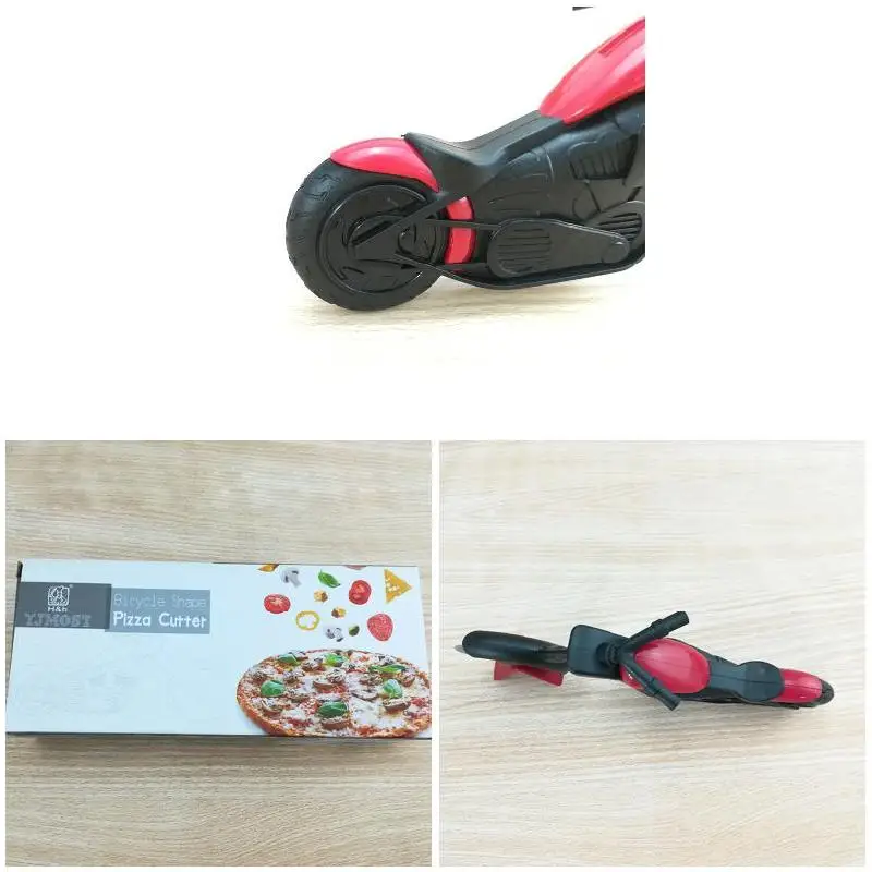 Motorcycle Pizza Cutter Wheel Stainless Steel Plastic Motorbike Roller Pizza Chopper Slicer Creative Wheel Roller Cutter