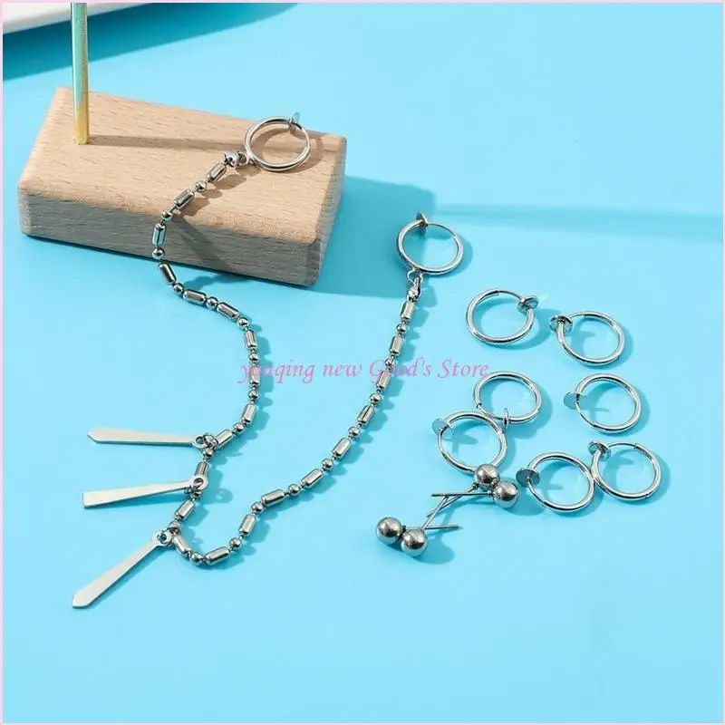 57qa Fashion Lip Chain Hoop Ohrringe Lippen Ringe Schmuckgeschenke für Frauen Mädchen – Detail 10