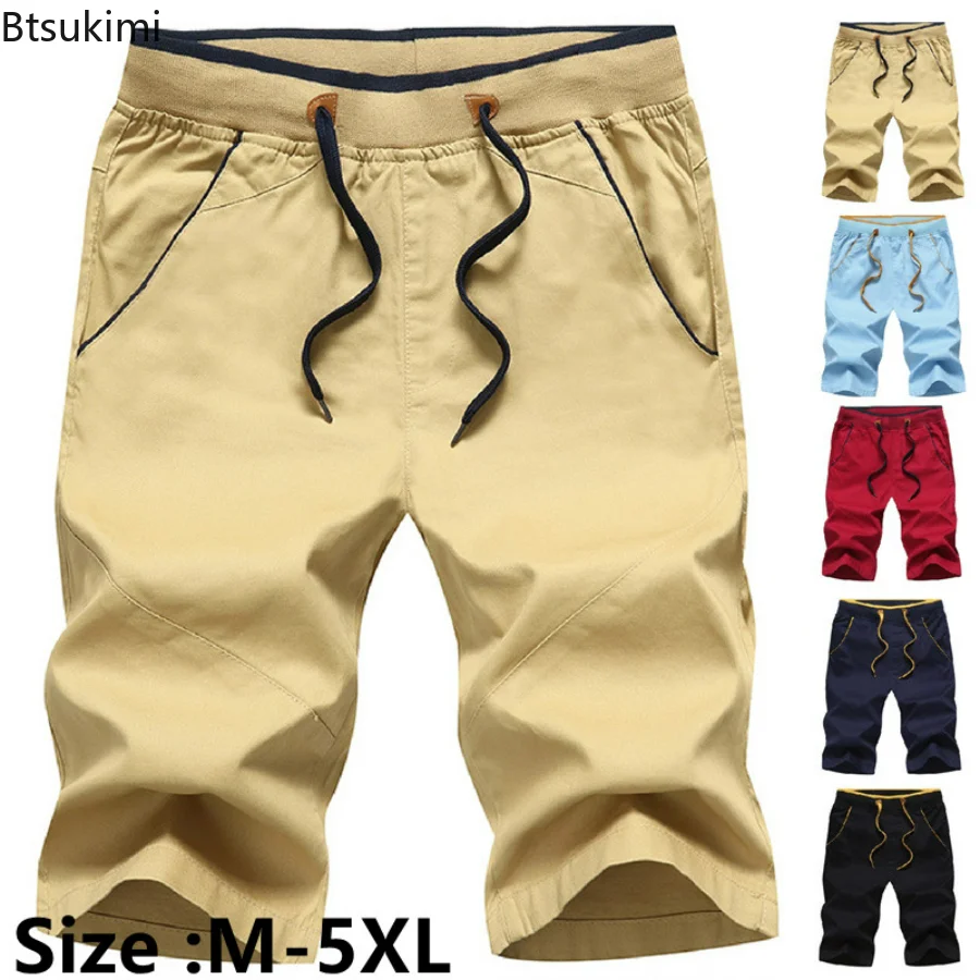 

Plus Size 4XL 5XL Summer Shorts for Men's Drawstring Casual Five-point Cotton Pants Youth Casual Loose Fashion Beach Shorts Men