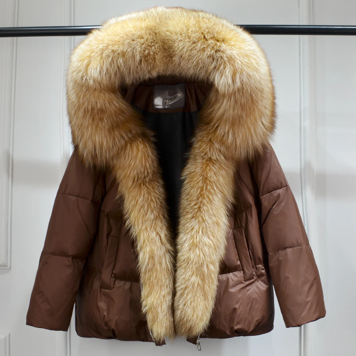 S91fb95cb80c841509bd085ba2385963dP New Winter Women Real Fox Fur Collar Thick Warm Puffer Coat Hooded Down Jacket Luxury Outwear Female Loose Parkas Mallzona