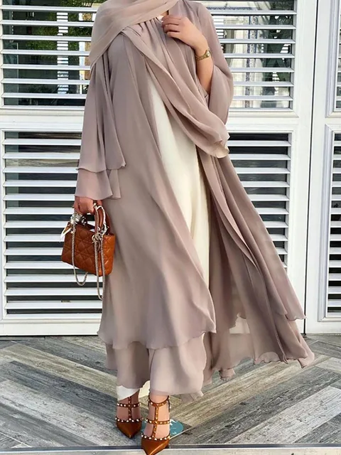 Robe de Ramadan en mousseline de soie, Abaya, dubaï, turquie, Kaftan musulman pour femmes, Kimono modeste, Caftan Marocain, vêtements islamiques