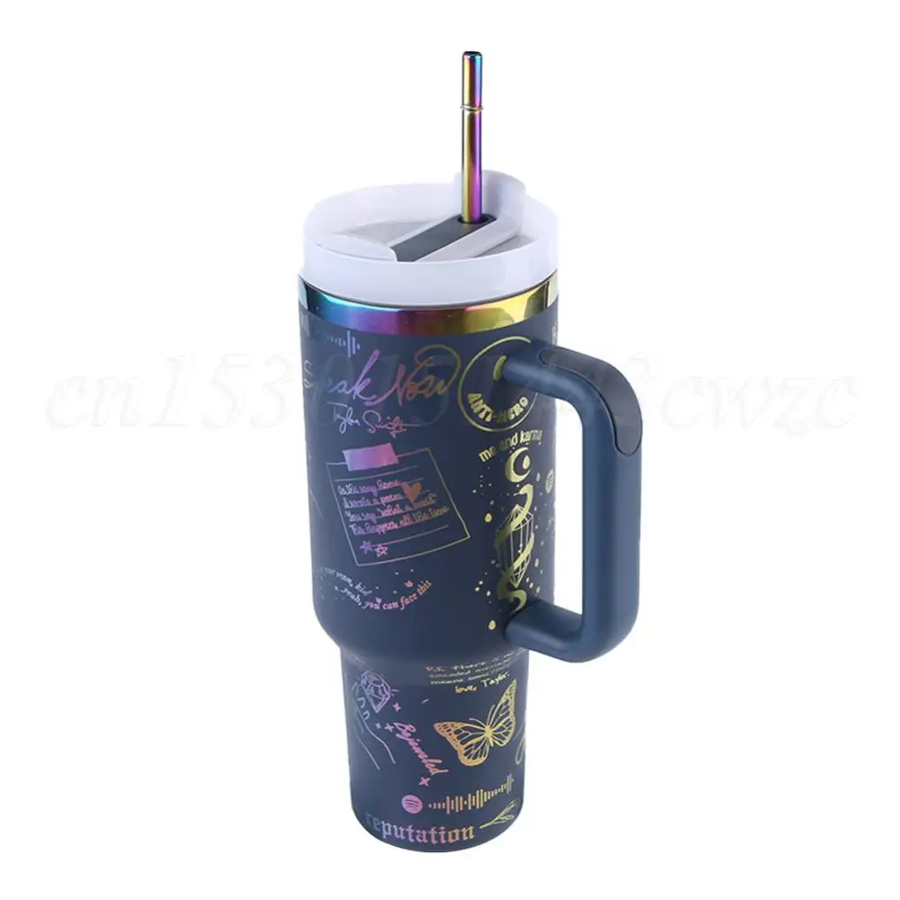 40oz Vacuum Insulated Car Mug Thermal Coffee Car Cup with Straw Stainless Steel Vacuum Insulated Tumbler for Sports Outdoor Tour