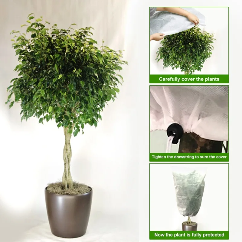 Pflanzenabdeckung für den Außenbereich, Vliesstoff, warmer Winter, Strauch, Frostschutz, Tasche für Hofpflanzen, kleiner Baum gegen Kälte – Detail 11