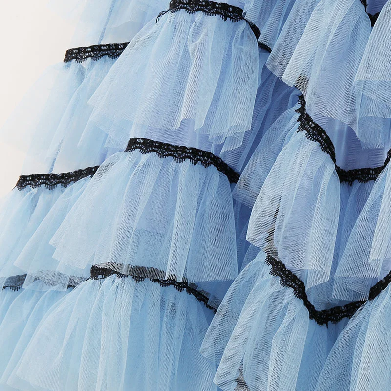 Irregular cake skirt sleeveless long mop skirt