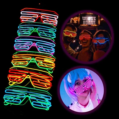 

LED Light Up Shutter Shade Glasses Colorful Flashing Eyewear Glowing In the Dark For Club Bar Wedding Birthday Party Decor 1Pc