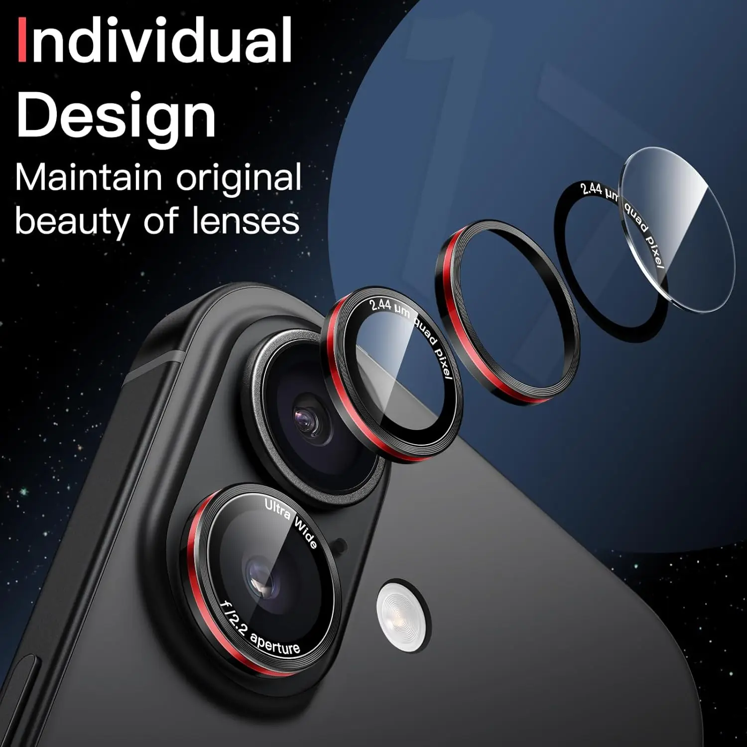 Premium Camera Lens Protector Cover - Enhanced Phone Protection in Black and Red Accessories