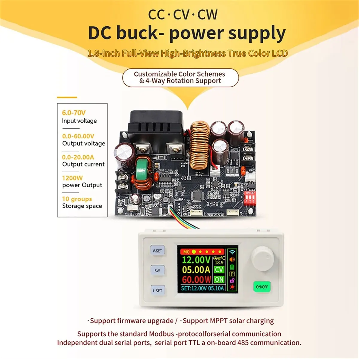 (A23G) XY6020LS CNC DC 벅 부스트 컨버터 20A 1200W 실험실 전력 조정기 정전압 및 전류 충전 모듈
