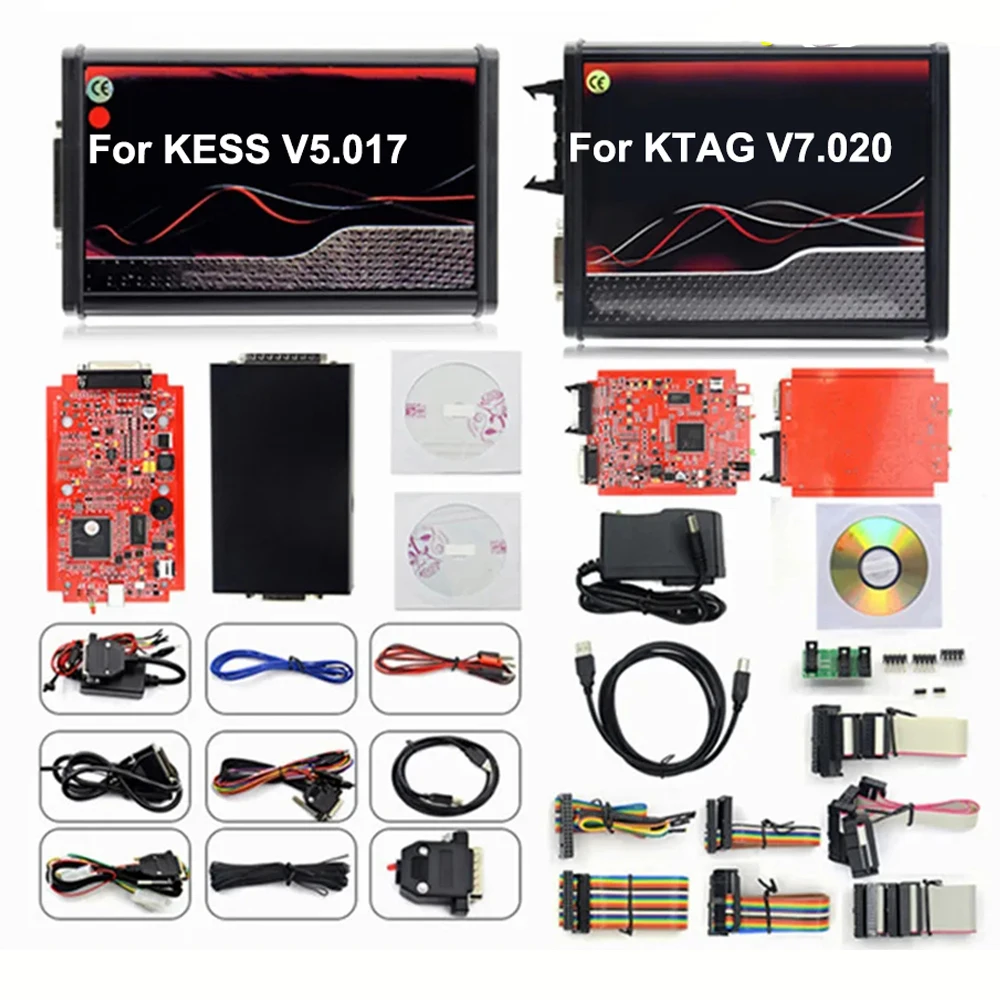 EU Version For Kess V2 V5.017 OBD2 V7.020 For KTAG Firmware Car Trucks  Tuning ECU Programming Tool Master BDM Software Red PCB