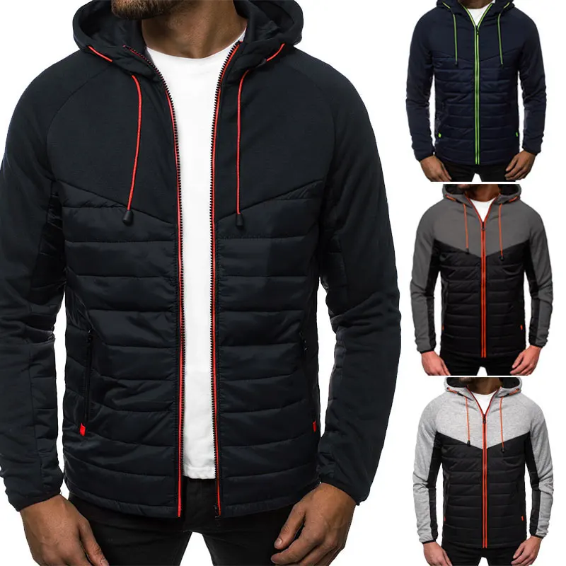 New Mens Printed Hoodie Males Sports Hooded Jacket Autumn and Winter Casual Zipper Warm Coat Tops