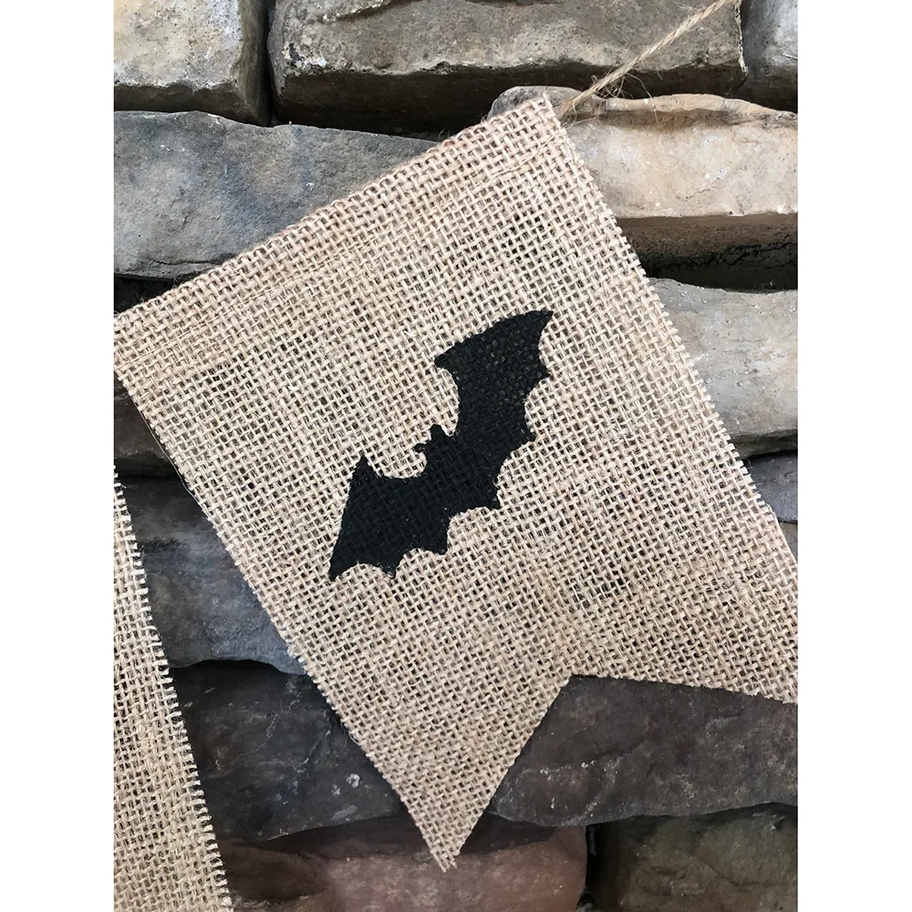 Description Picture 4 of itemBoo Burlap Banner Halloween Rustic Burlap Banner Bat Boo Hanging Bunting Halloween Party Fall Classroom Backdrop Decor Supplies