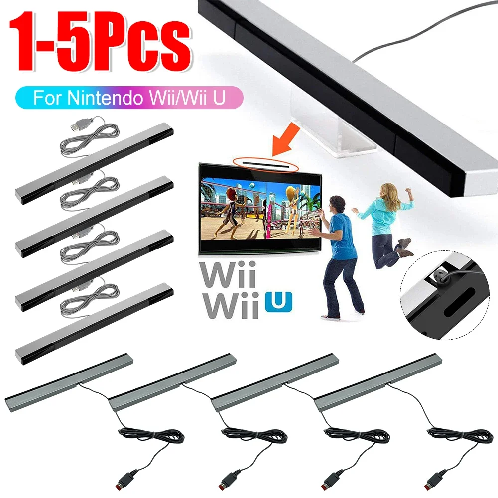 1-5PCS For Wii Wiiu Console Wireless/Wired Sensor Bar Infrared IR Signal Ray Receiver For Wii Bluetooth Sensor Remote Holder