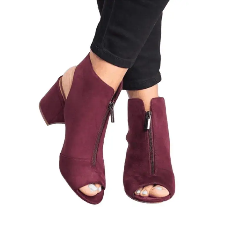 

2023 New Women's Plus Size Fish Mouth Chunky Heel Sandals Fashion Elegant Medium Heel Women's Shoes Comfortable Peep Toe Shoes
