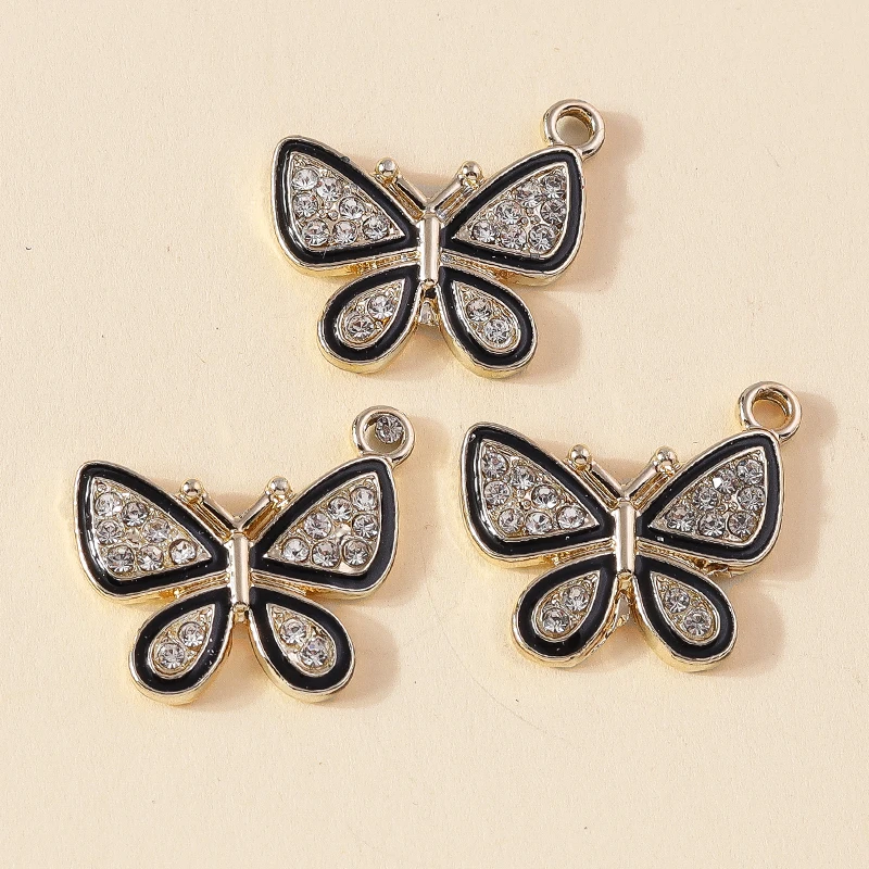 Leslie 10 Stück exquisite schwarze Kristall-Schmetterlings-Charms für Halskette, Ohrringe, Armbänder, Anhänger, handgefertigter Statement-Schmuck zum Selbermachen – Detail 7
